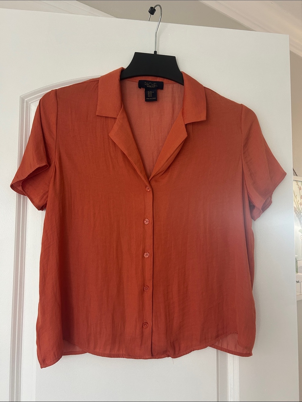 RACHEL Rachel Roy Short-Sleeve Button-Down Shirt in Rust